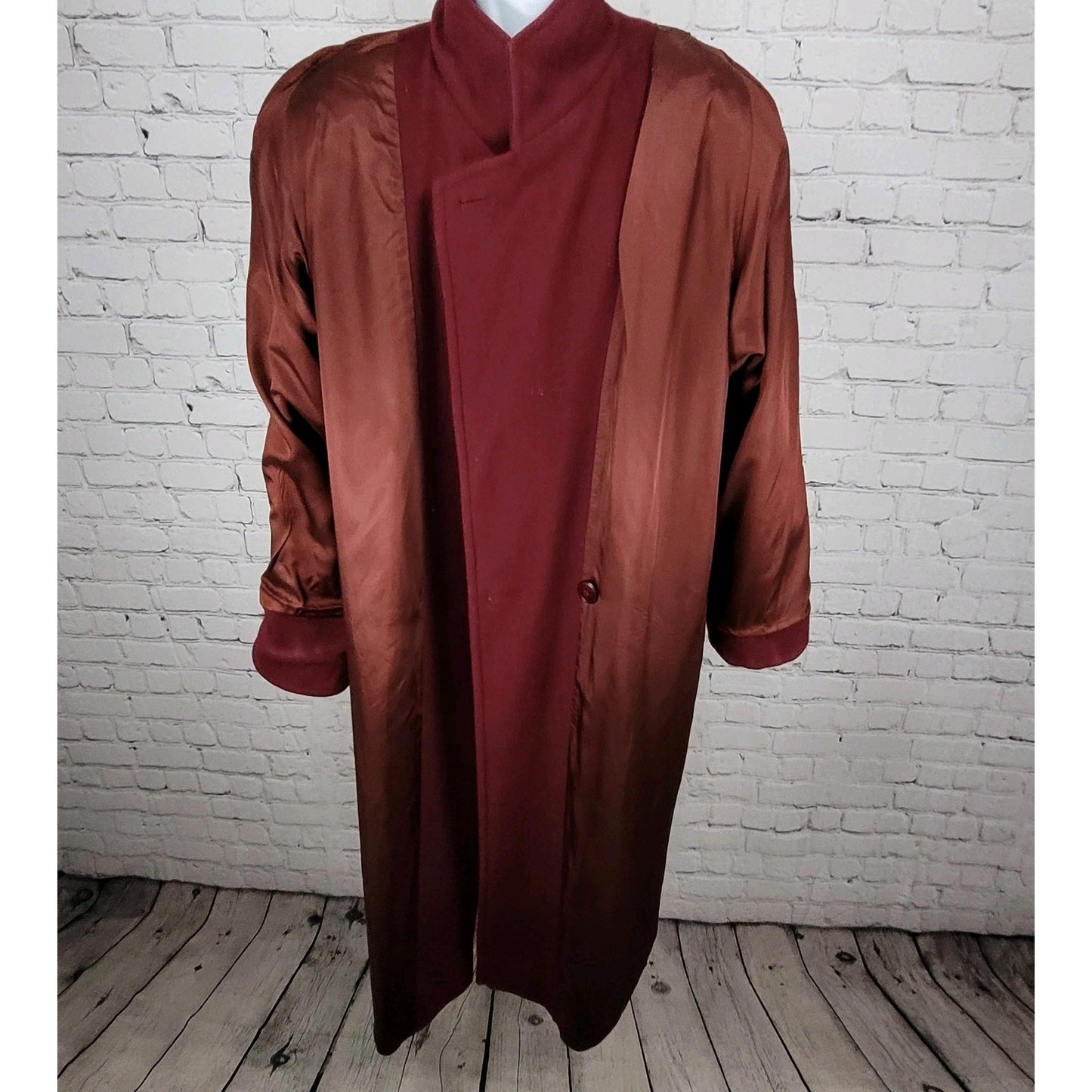 VTG Larry Levine Purple Red Double Breasted Pea Coat Long Jacket USA Union 12