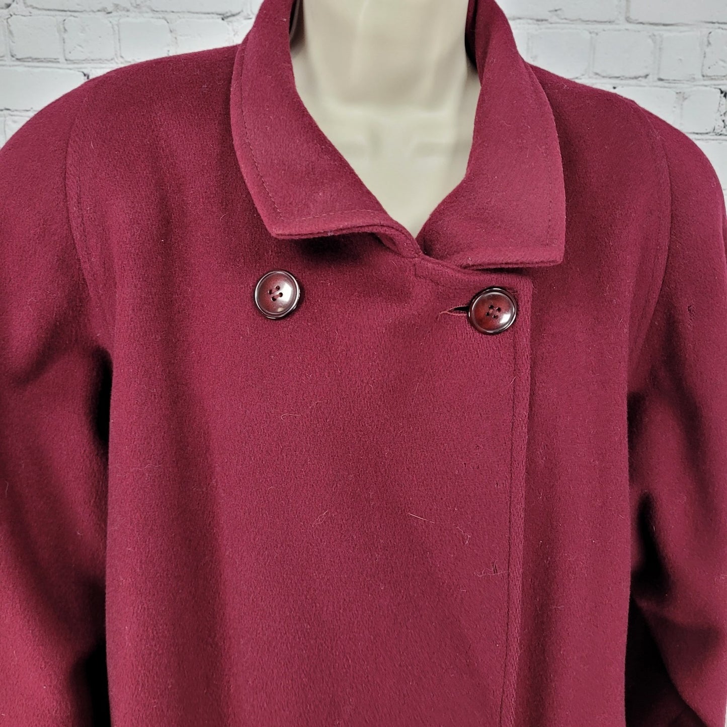 VTG Larry Levine Purple Red Double Breasted Pea Coat Long Jacket USA Union 12