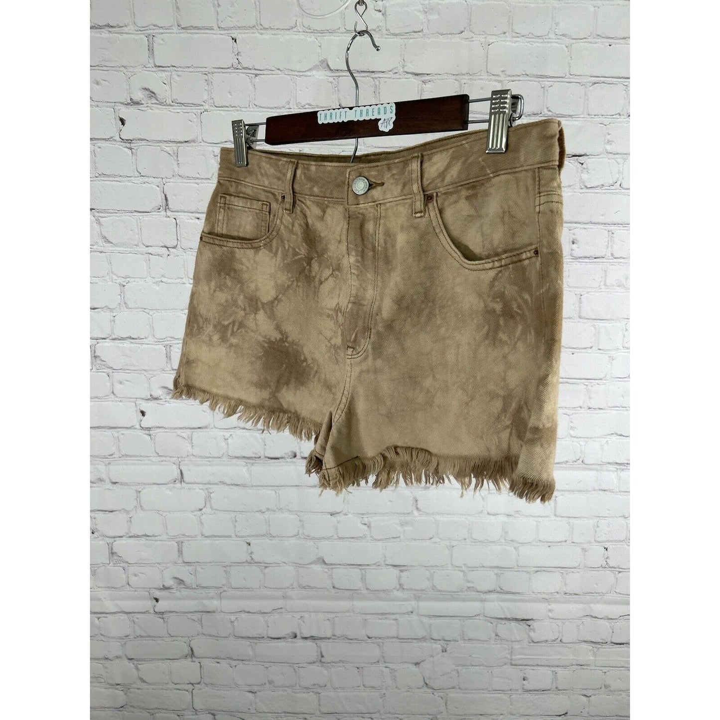 Pacsun High Rise Festival Brown Tie Dye Distressed Denim Jean Shorts 28 (28 x 2)