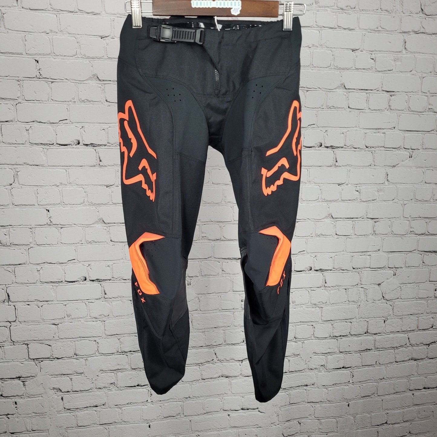 Fox Racing Black Orange Leather PatchPadded Adjustable Belt Pants Youth 10-26