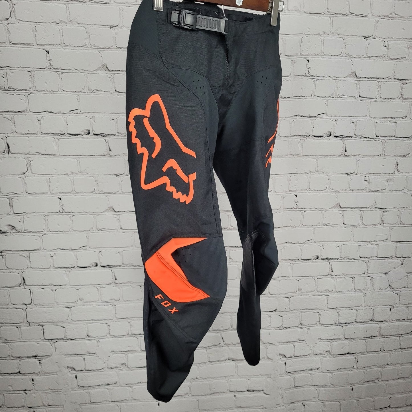 Fox Racing Black Orange Leather PatchPadded Adjustable Belt Pants Youth 10-26