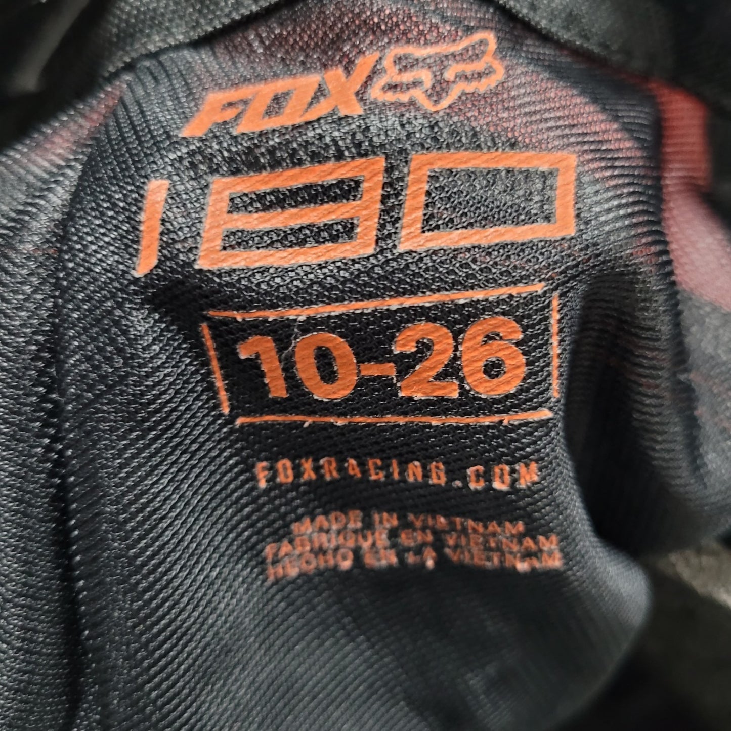 Fox Racing Black Orange Leather PatchPadded Adjustable Belt Pants Youth 10-26