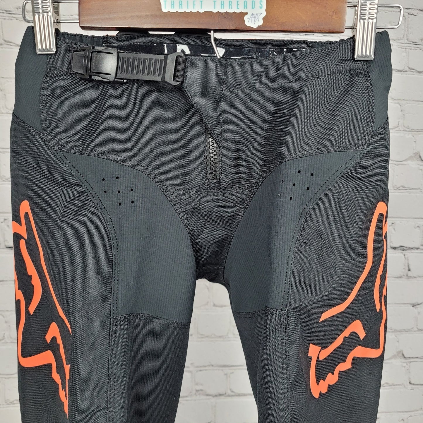 Fox Racing Black Orange Leather PatchPadded Adjustable Belt Pants Youth 10-26