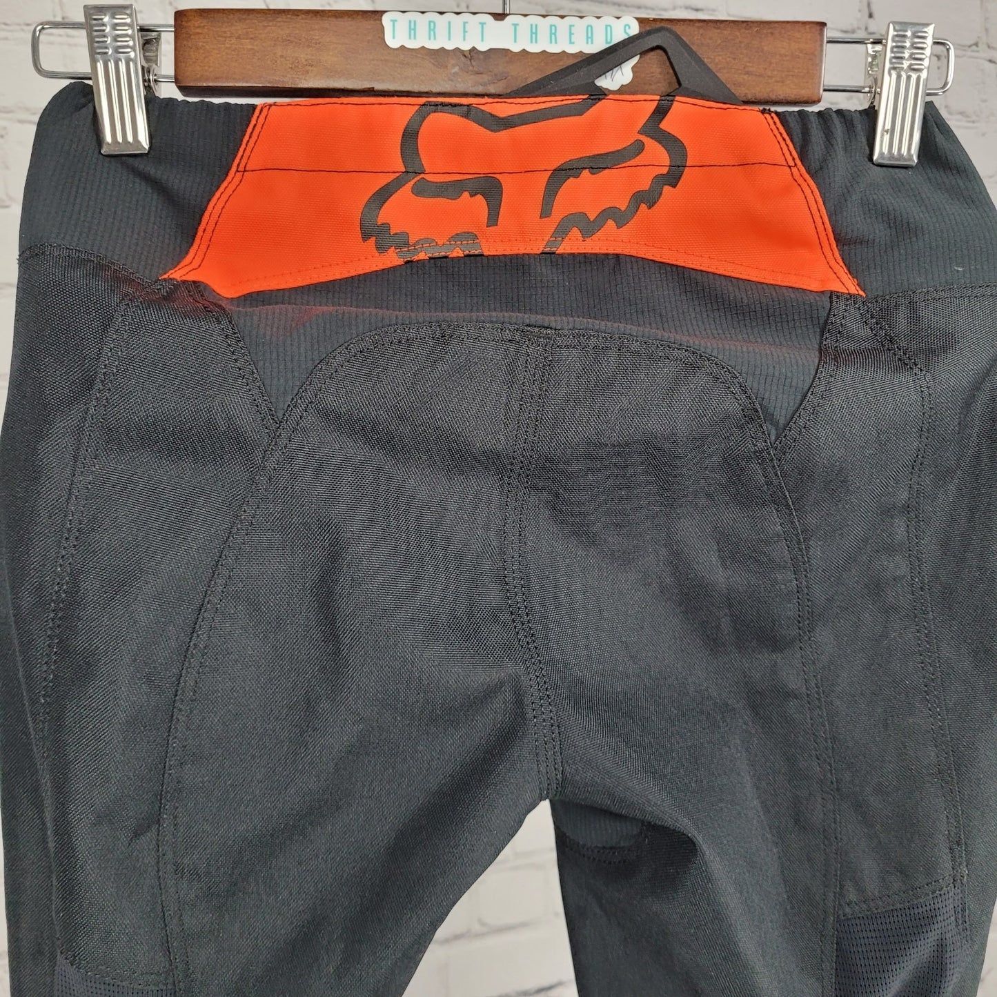 Fox Racing Black Orange Leather PatchPadded Adjustable Belt Pants Youth 10-26