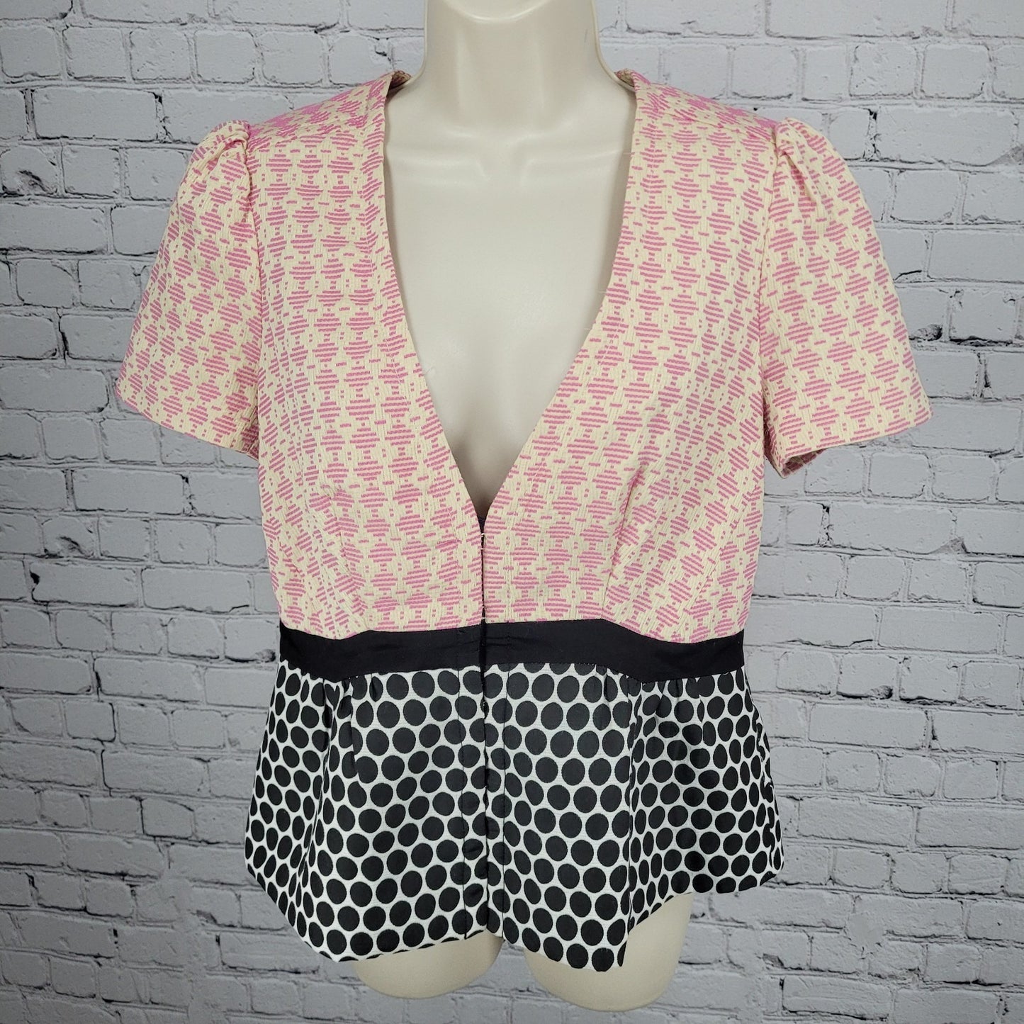 Elevenses Anthropologie Multicolor Print Short Puff Sleeve Lined Jacket Top 10