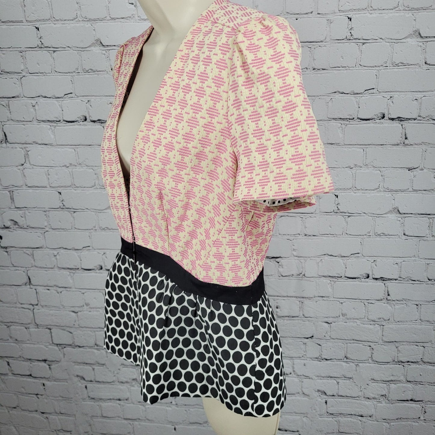 Elevenses Anthropologie Multicolor Print Short Puff Sleeve Lined Jacket Top 10