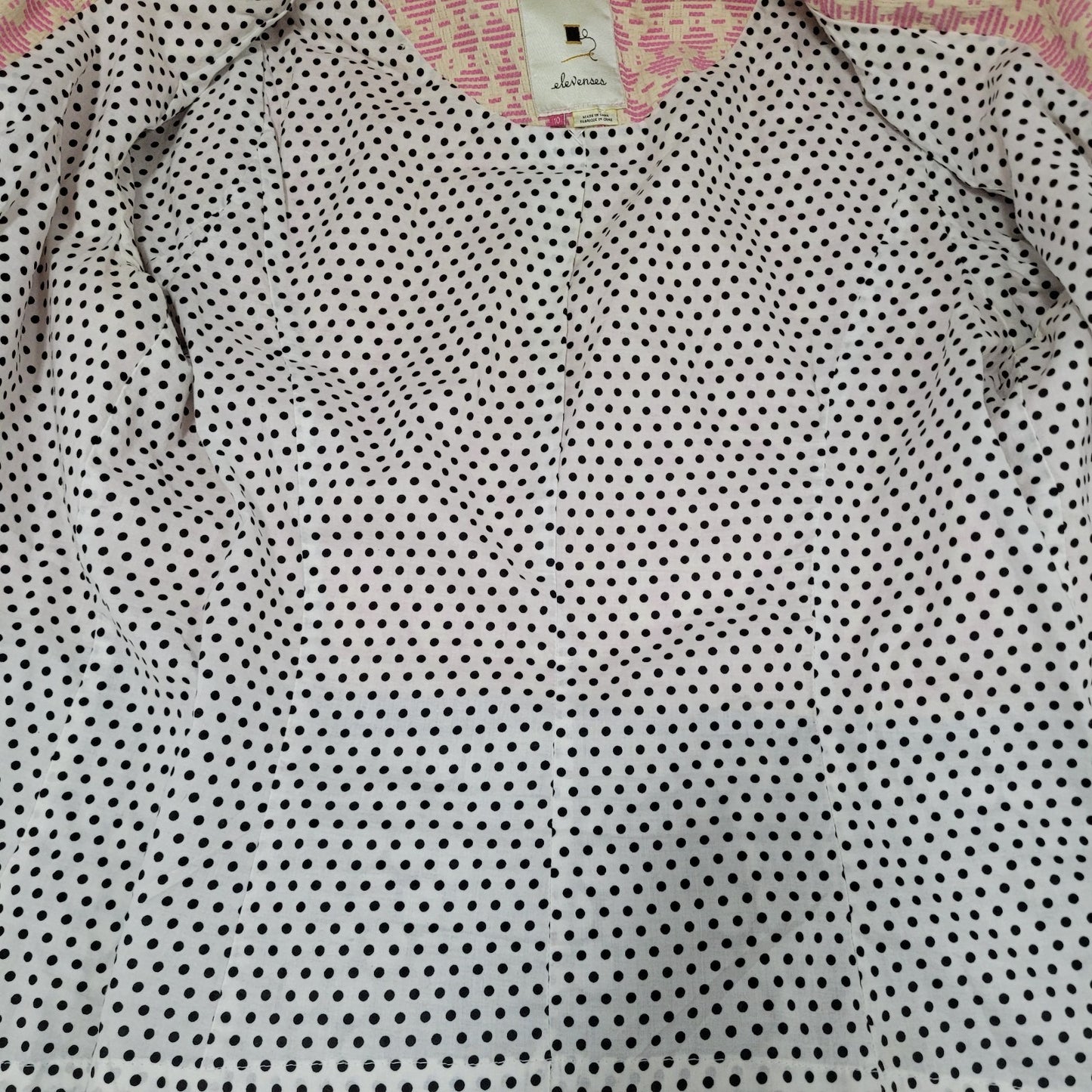 Elevenses Anthropologie Multicolor Print Short Puff Sleeve Lined Jacket Top 10