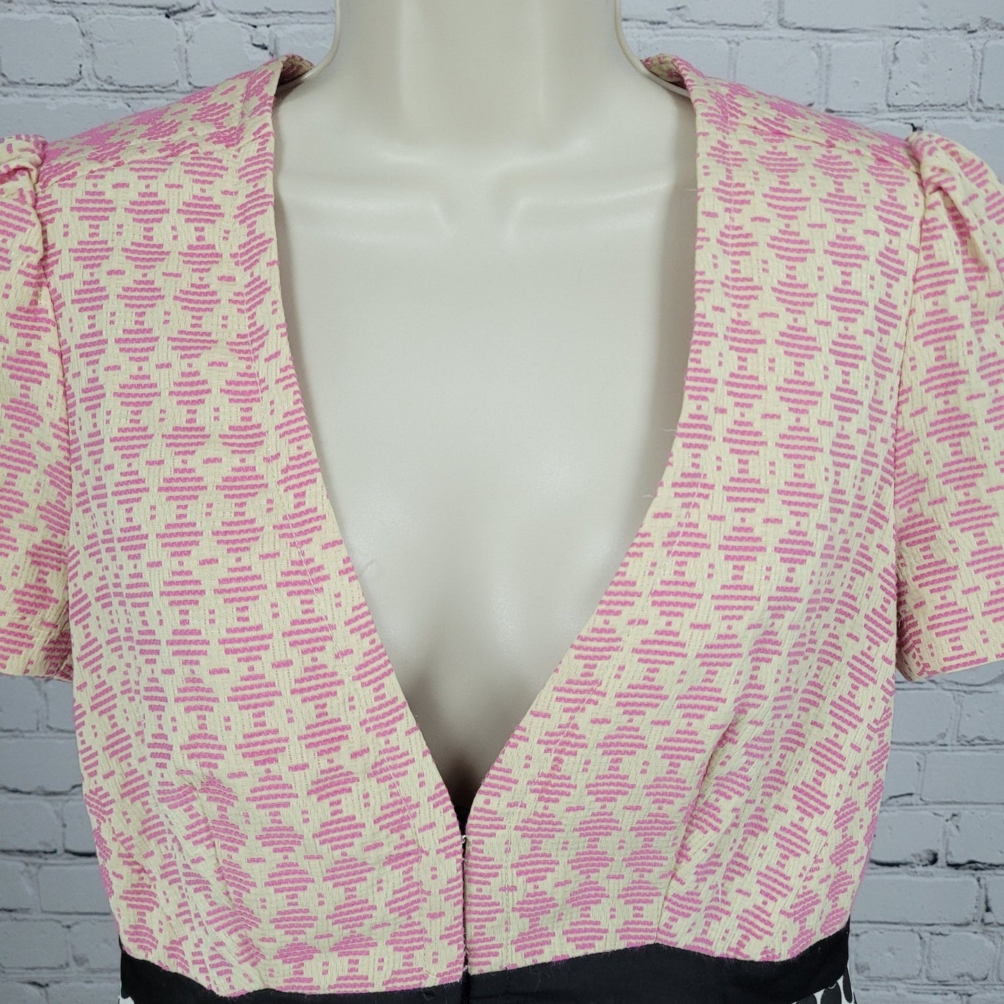 Elevenses Anthropologie Multicolor Print Short Puff Sleeve Lined Jacket Top 10