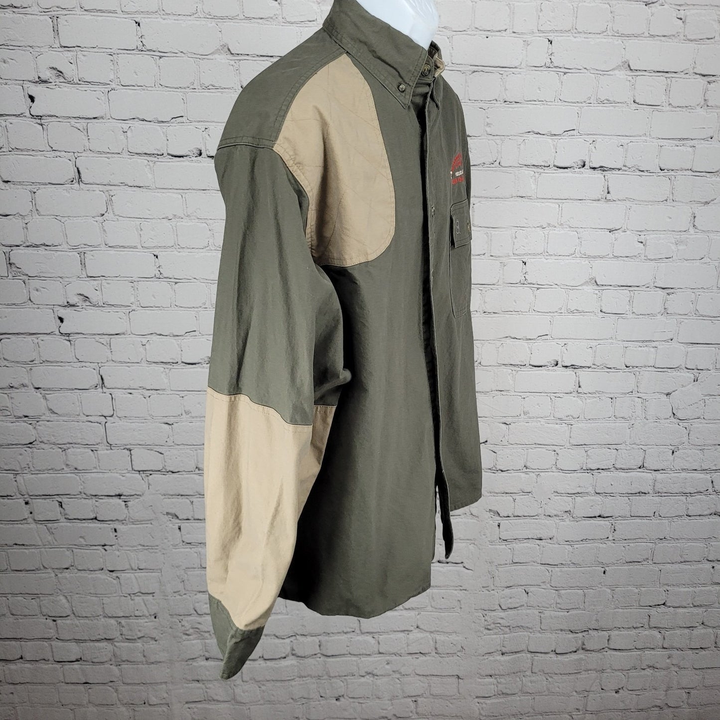 Macho Creek Lodge Hunting Brown Bob Allen Long Sleeve Button Down Shirt Large L