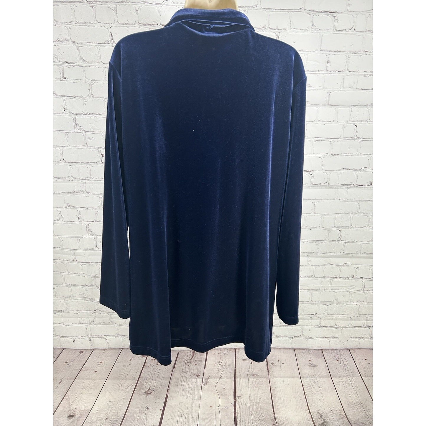 VTG NWD Hillard & Hanson Cobalt Blue Velour Button Front Long Sleeve Jacket L