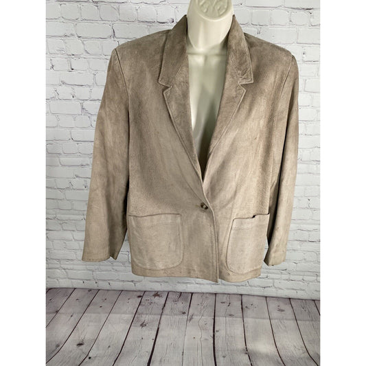 Unbranded Brown 100% Genuine Leather Single Button Blazer Jacket Women’s M
