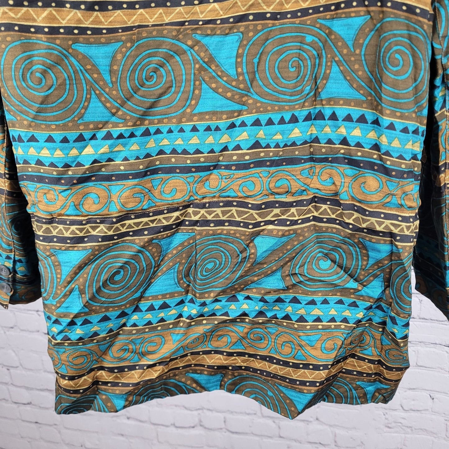 VTG Diane Gilman Multicolor 100% Silk Print Buttoned Lightweight Jacket Large L