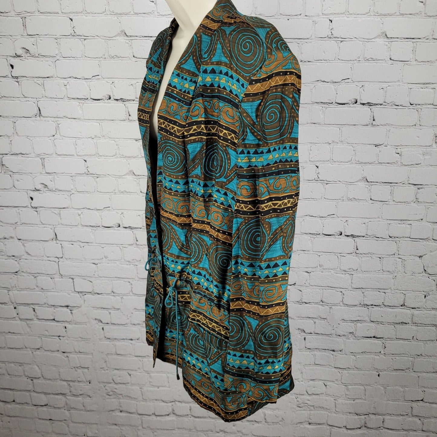 VTG Diane Gilman Multicolor 100% Silk Print Buttoned Lightweight Jacket Large L