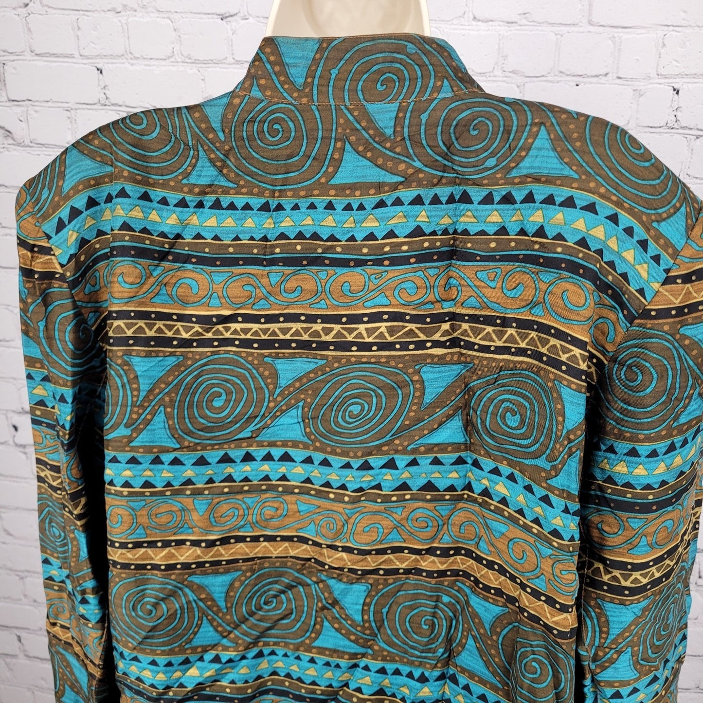 VTG Diane Gilman Multicolor 100% Silk Print Buttoned Lightweight Jacket Large L