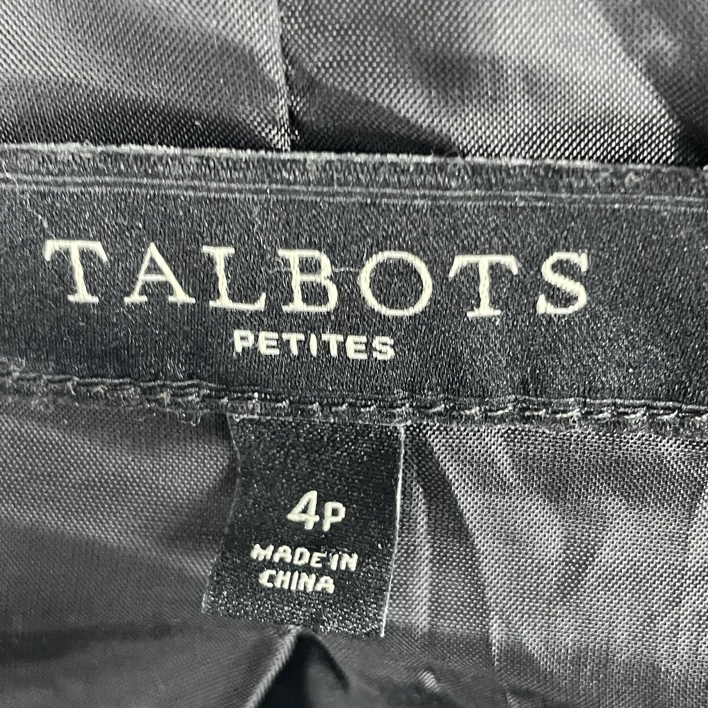 Talbots Black & White Textured 2 Button Notch Lined Vented Blazer Jacket Size 4P