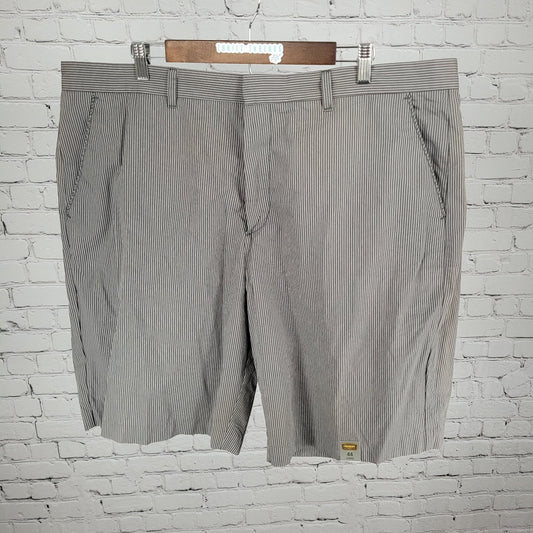 NWD The Foundry Grey Striped 100% Cotton Lightweight Chino Cargo Shorts Size 44