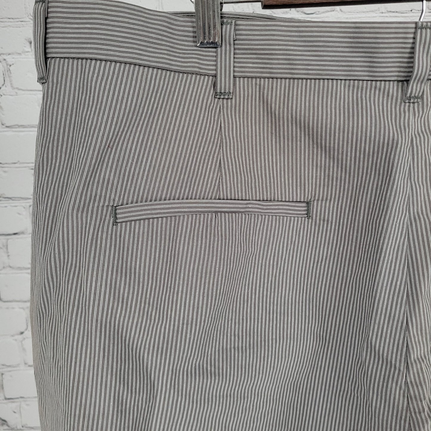 NWD The Foundry Grey Striped 100% Cotton Lightweight Chino Cargo Shorts Size 44