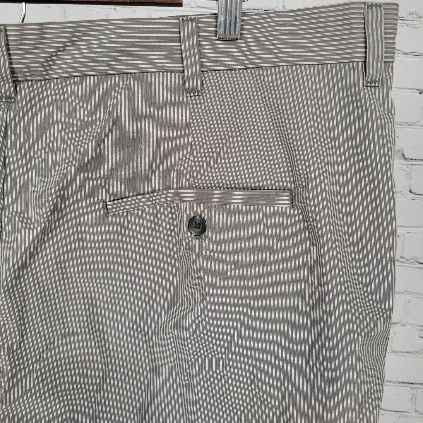 NWD The Foundry Grey Striped 100% Cotton Lightweight Chino Cargo Shorts Size 44