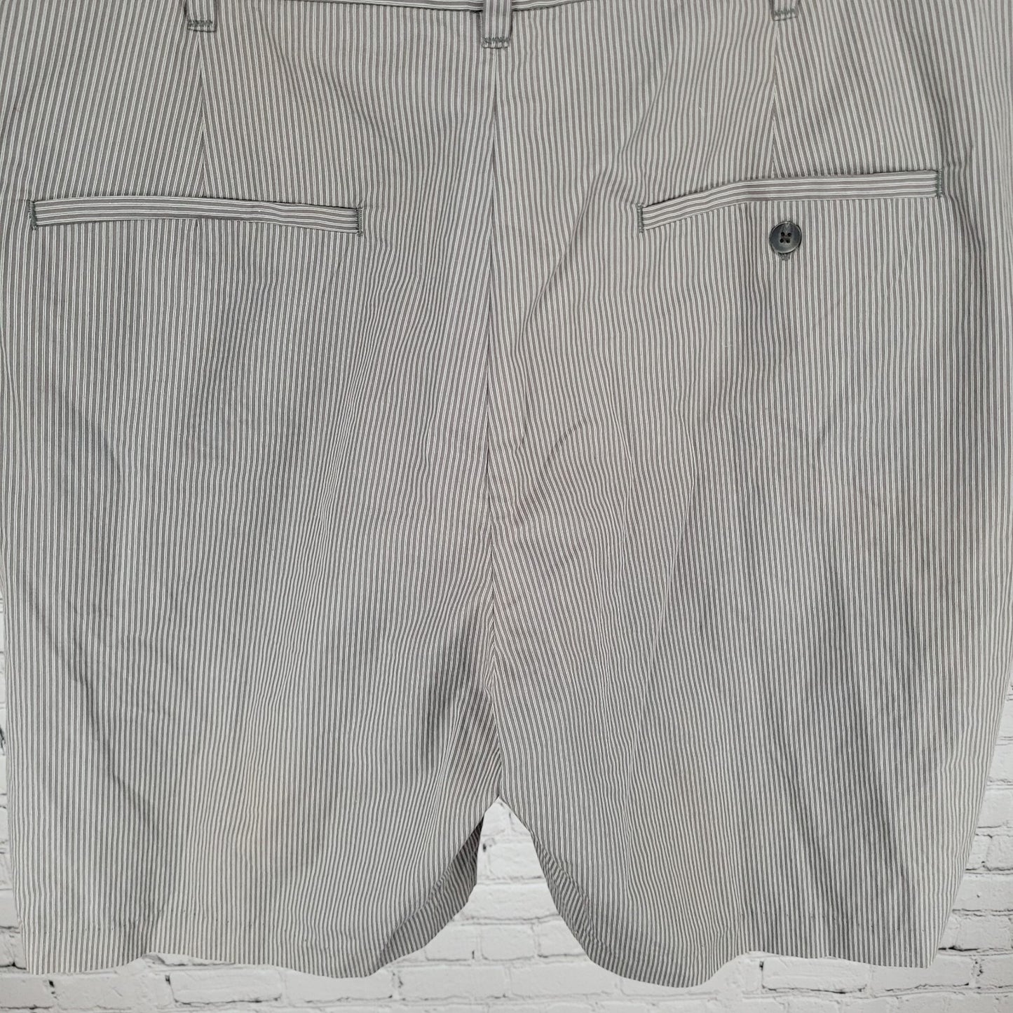 NWD The Foundry Grey Striped 100% Cotton Lightweight Chino Cargo Shorts Size 44