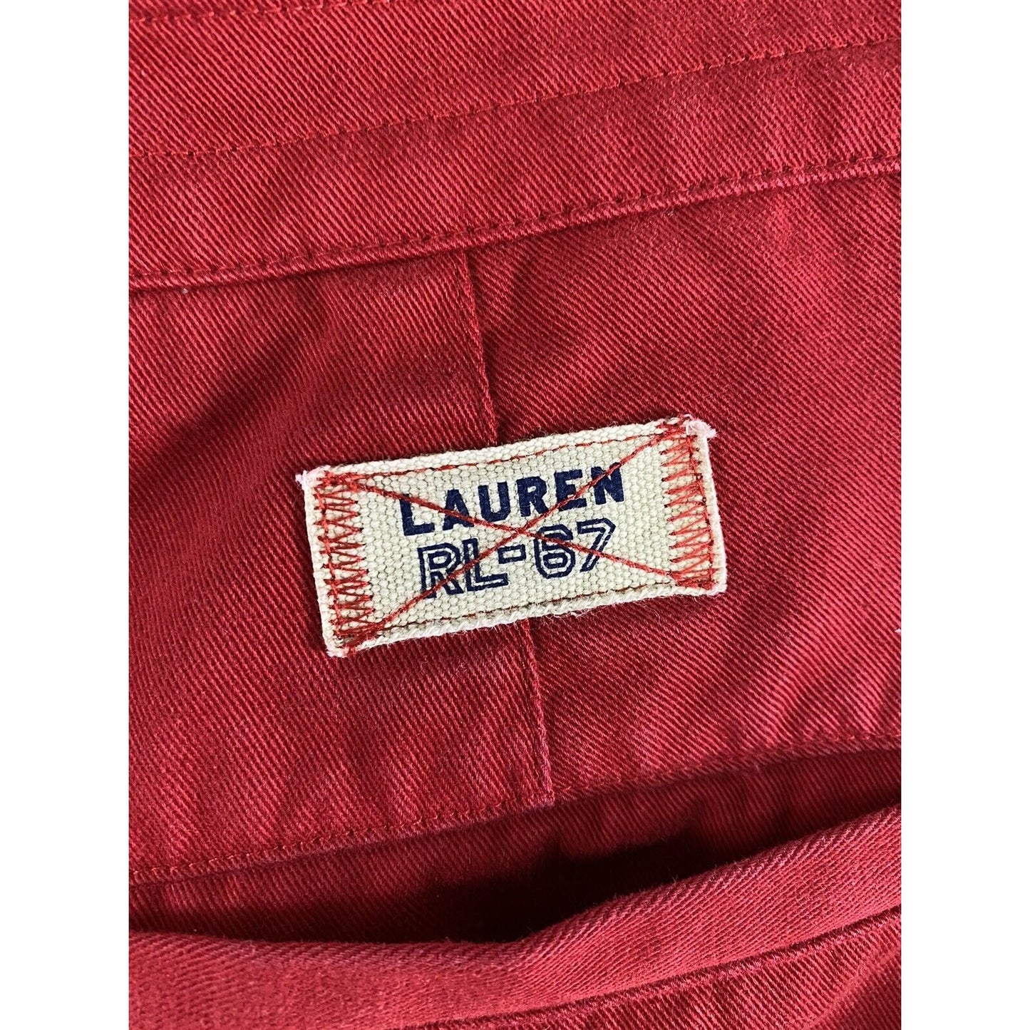 Lauren Ralph Lauren Red Wood Bead Tassled Capris Wide Leg Cotton Pockets Size 8