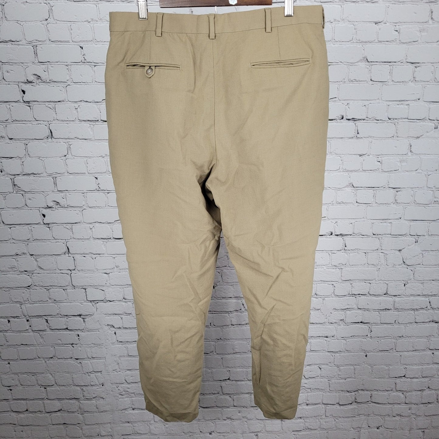 Lands' End Brown 100% Wool Pleated Straight Leg Dress Pants USA 36 (34x31)