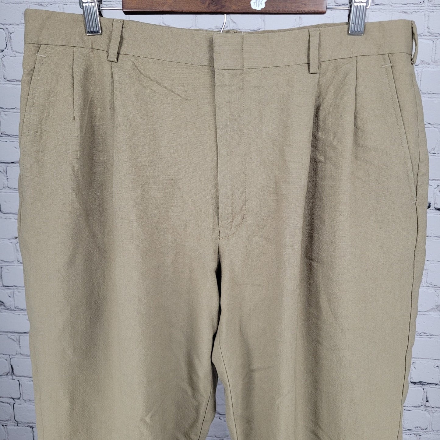 Lands' End Brown 100% Wool Pleated Straight Leg Dress Pants USA 36 (34x31)