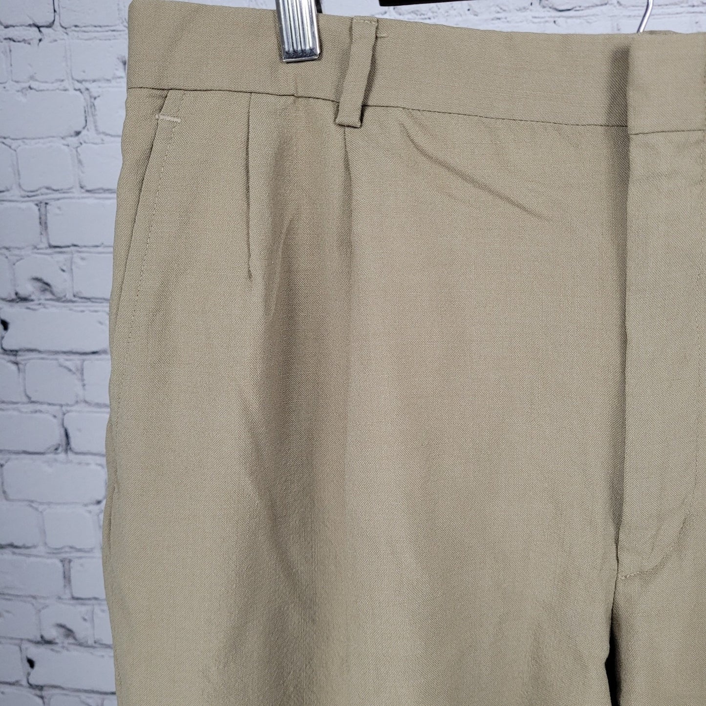 Lands' End Brown 100% Wool Pleated Straight Leg Dress Pants USA 36 (34x31)