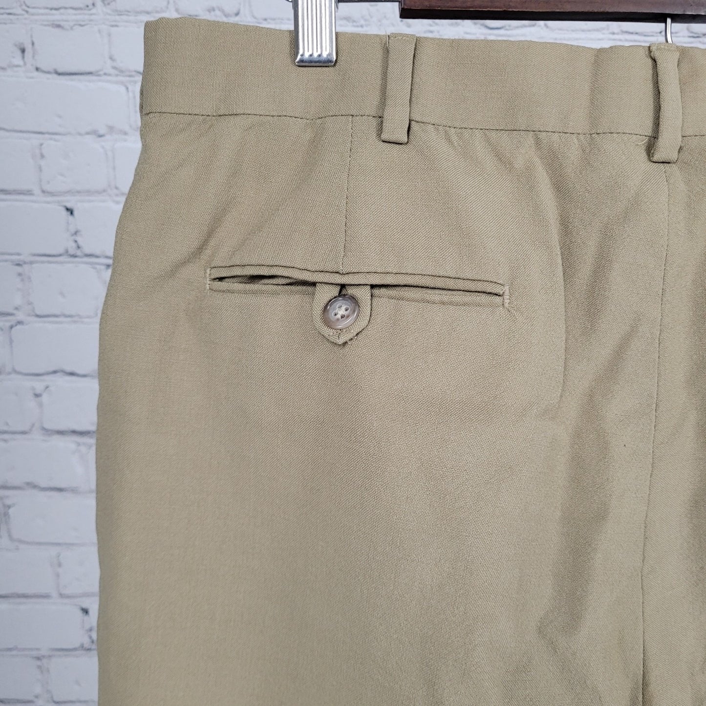 Lands' End Brown 100% Wool Pleated Straight Leg Dress Pants USA 36 (34x31)