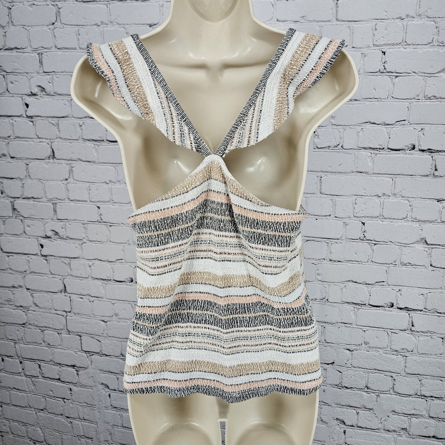 Madewell Multicolor Striped Textured 100% Cotton Ruffle Strap Tank Top Medium M