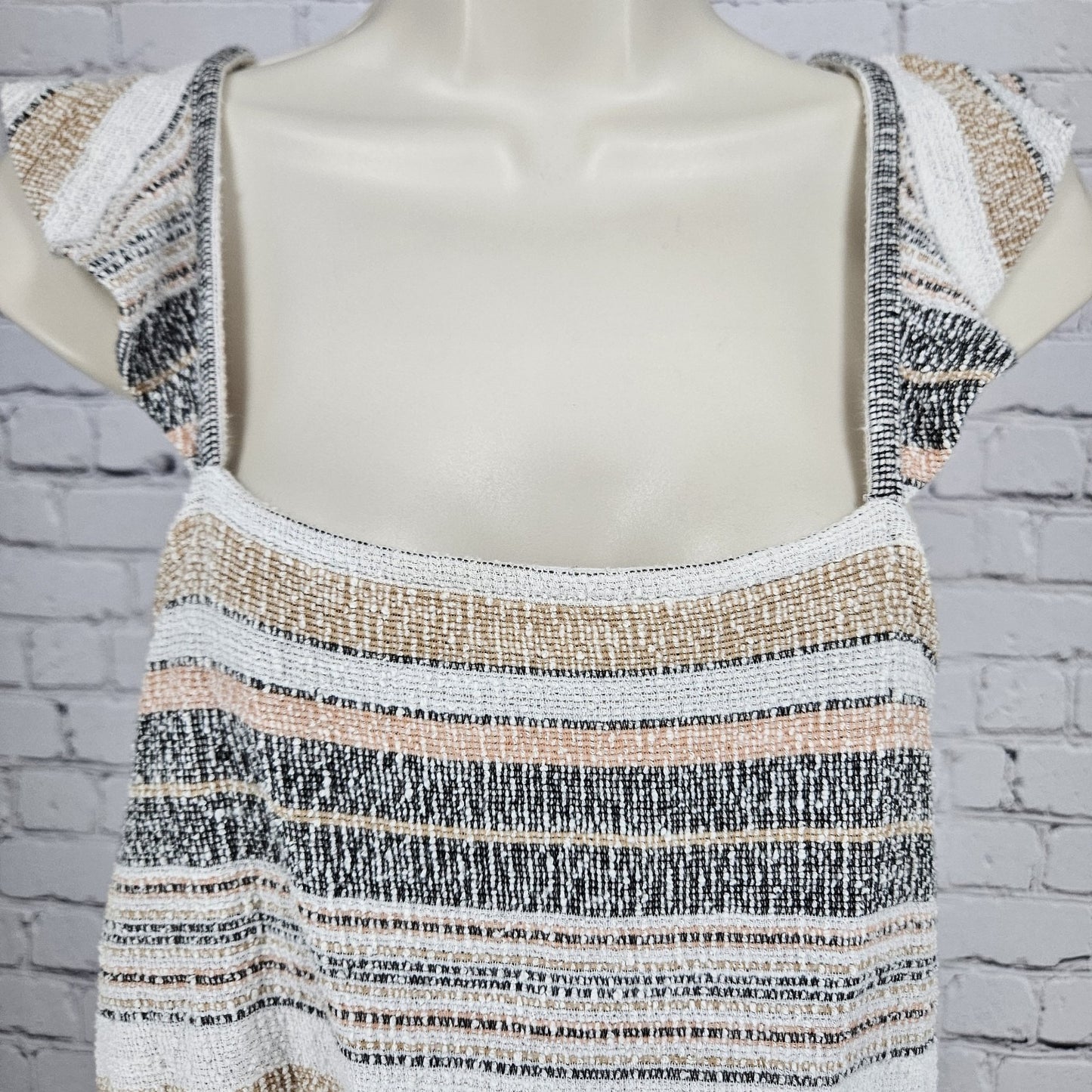 Madewell Multicolor Striped Textured 100% Cotton Ruffle Strap Tank Top Medium M