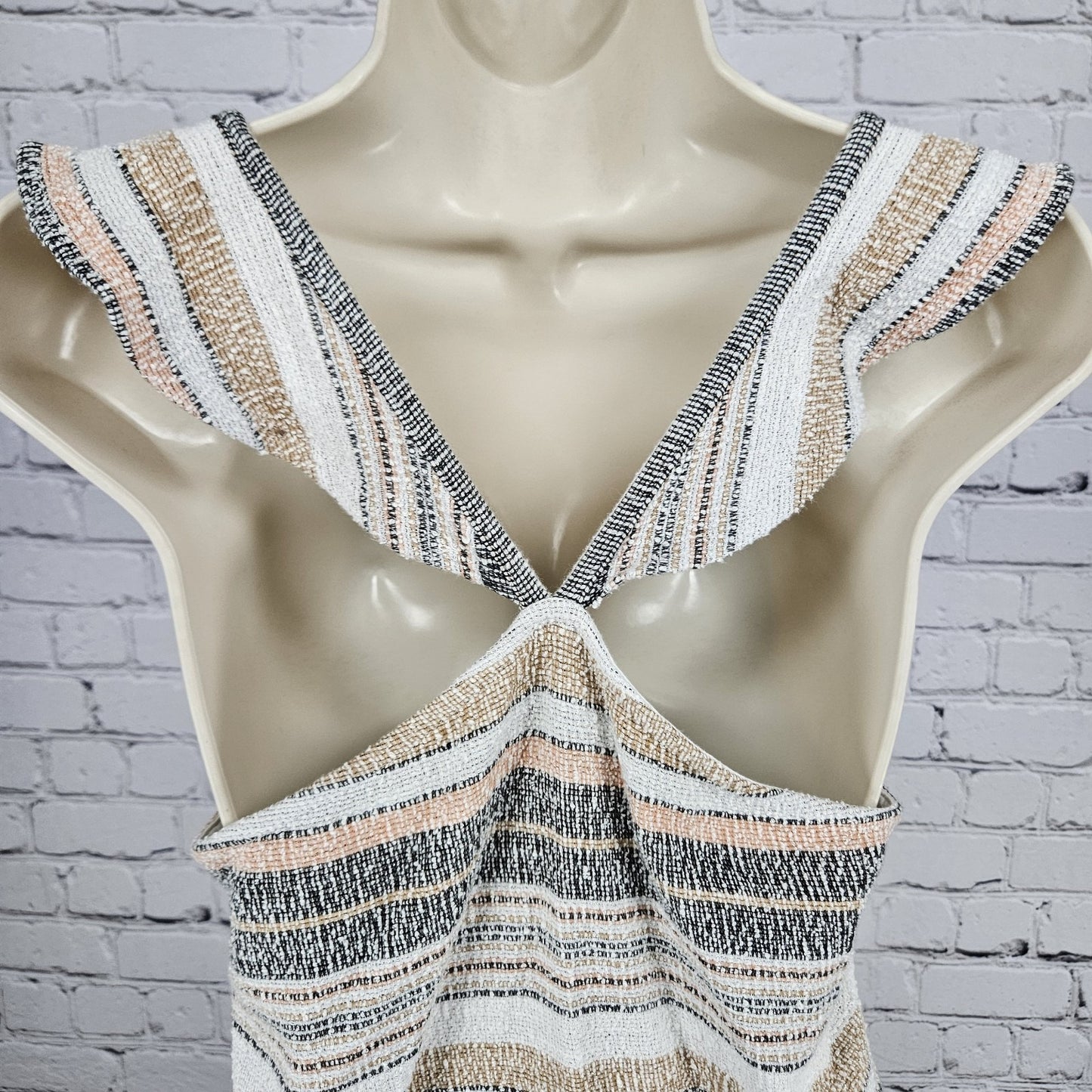 Madewell Multicolor Striped Textured 100% Cotton Ruffle Strap Tank Top Medium M