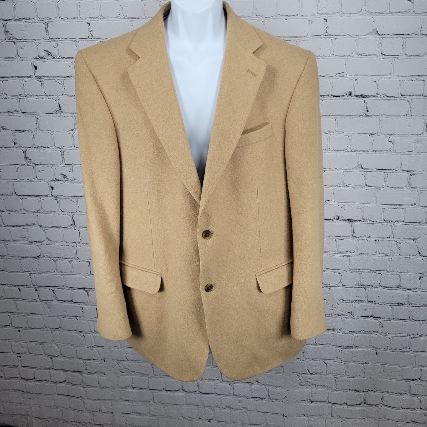 Lands' End Tan 100% Camelhair 2 Button Single Vented Notch Blazer Sport Coat 43L