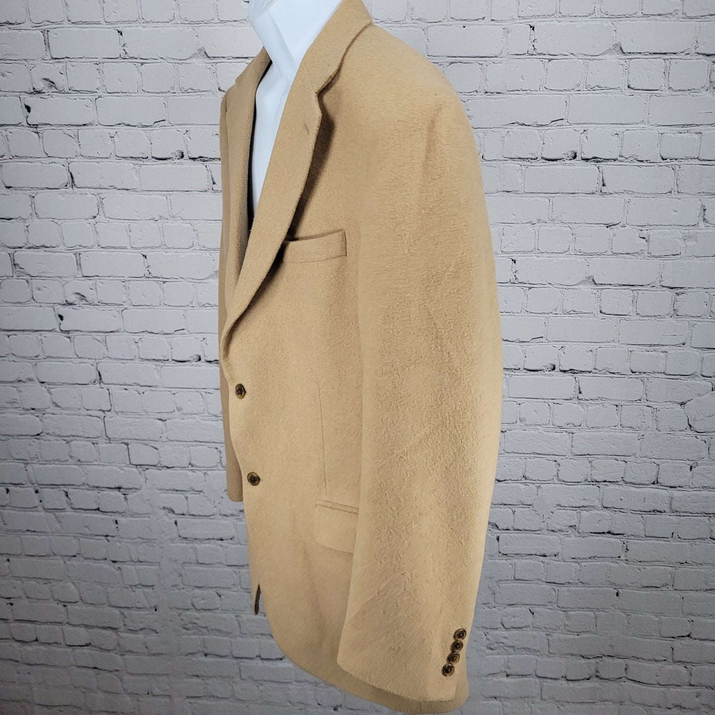 Lands' End Tan 100% Camelhair 2 Button Single Vented Notch Blazer Sport Coat 43L