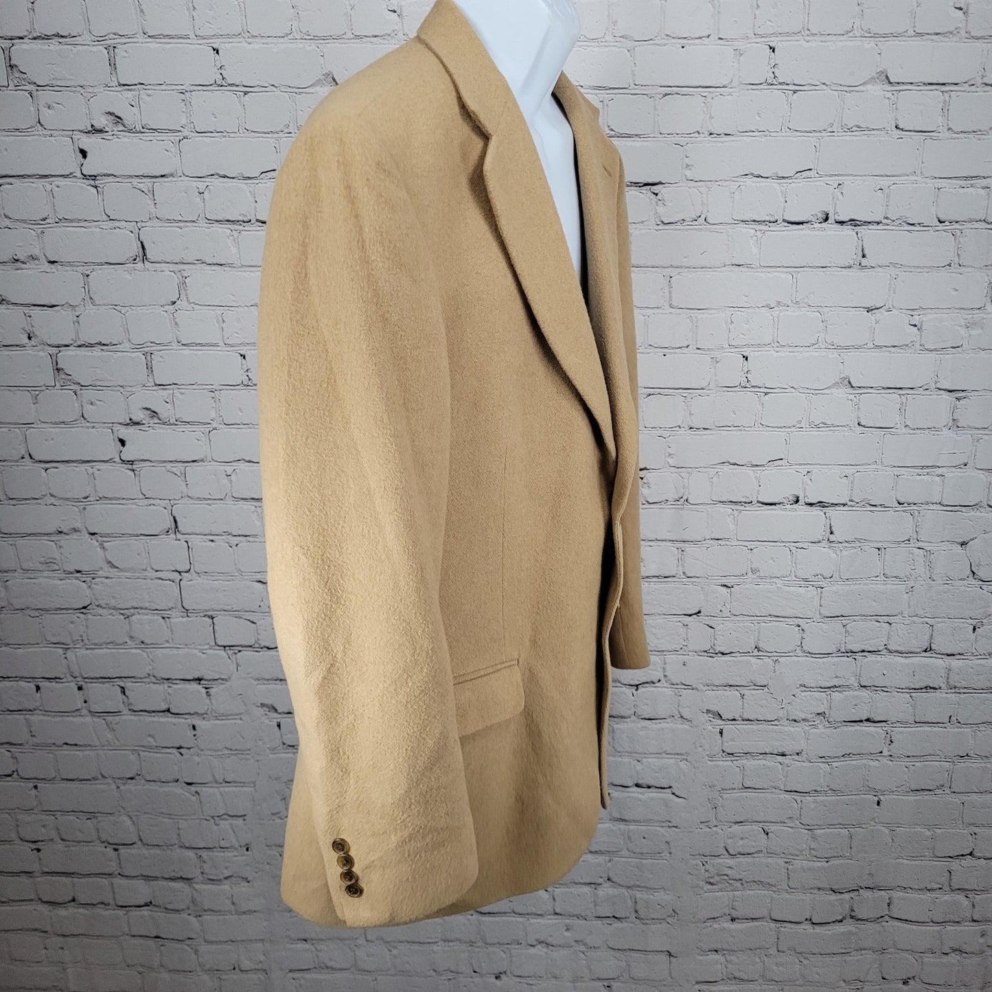 Lands' End Tan 100% Camelhair 2 Button Single Vented Notch Blazer Sport Coat 43L