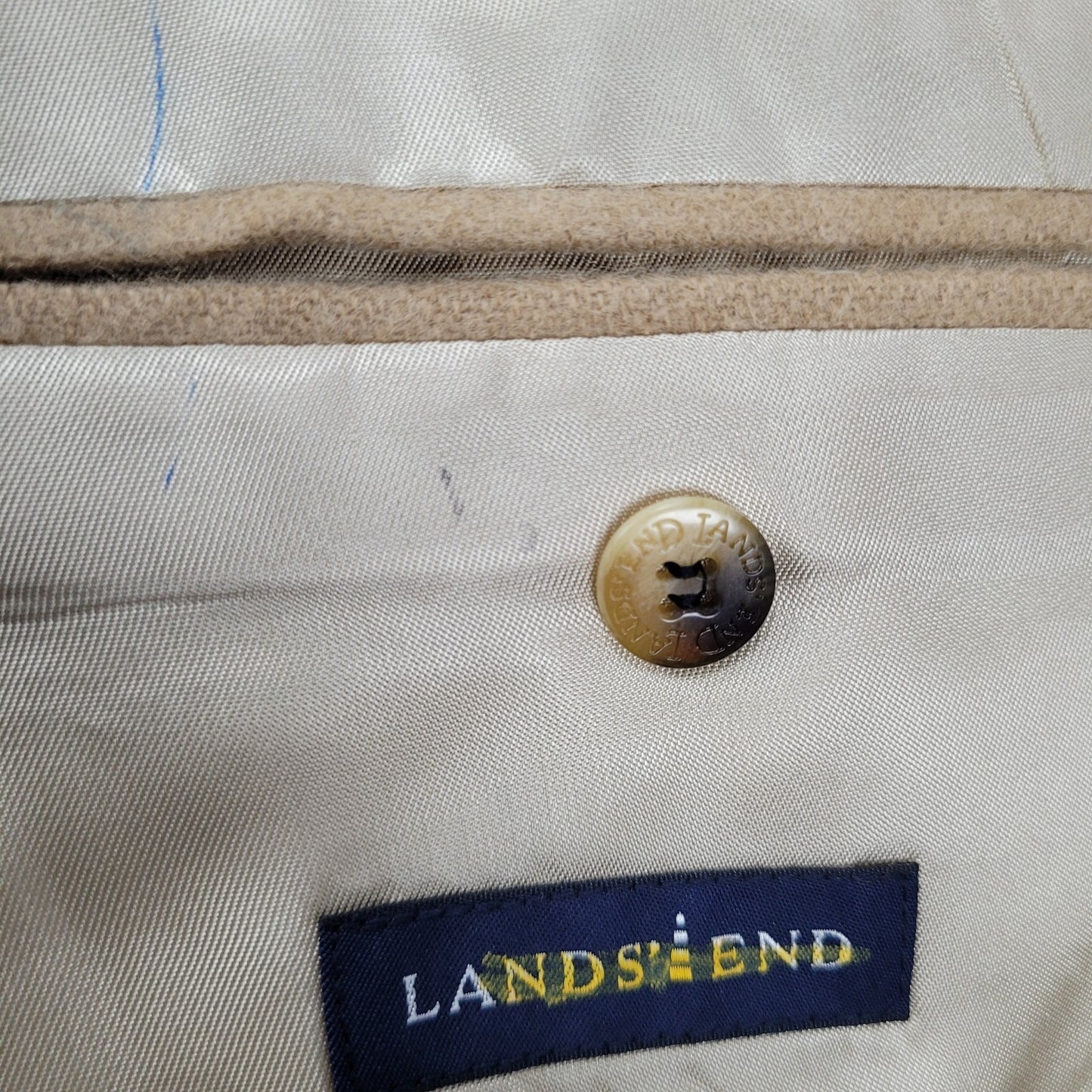 Lands' End Tan 100% Camelhair 2 Button Single Vented Notch Blazer Sport Coat 43L