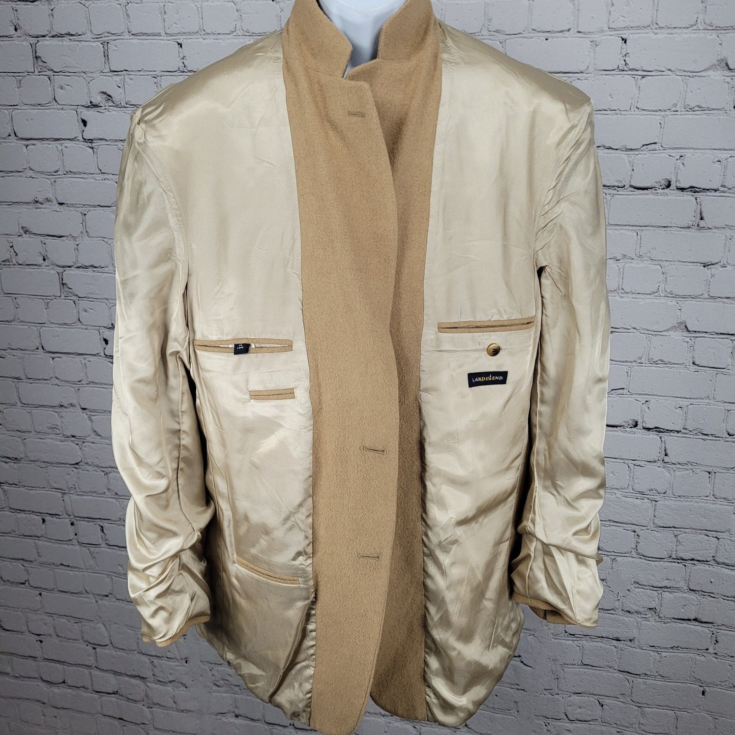 Lands' End Tan 100% Camelhair 2 Button Single Vented Notch Blazer Sport Coat 43L