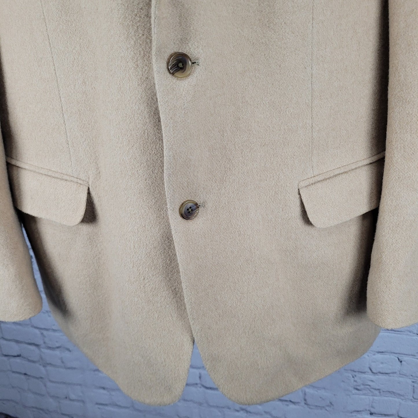Lands' End Tan 100% Camelhair 2 Button Single Vented Notch Blazer Sport Coat 43L