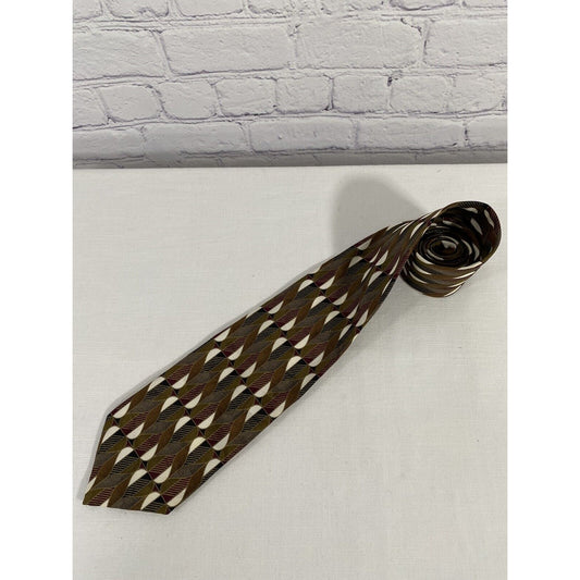 Giorgio Sistina 100% Silk Hand Made in Italy Green Brown Red Necktie 60” x 3.5”