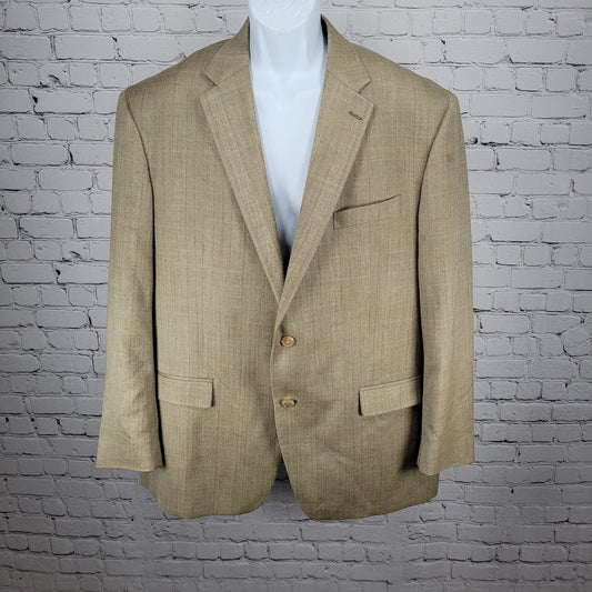 Lauren Ralph Lauren Tan Silk Wool Blend 2 Button Notch Blazer Sport Coat 48R