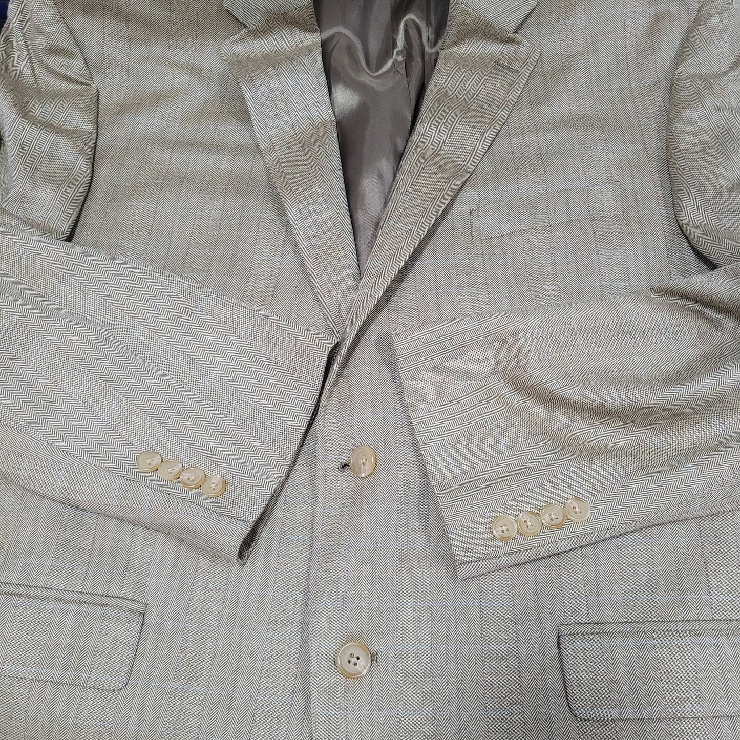 Lauren Ralph Lauren Tan Silk Wool Blend 2 Button Notch Blazer Sport Coat 48R