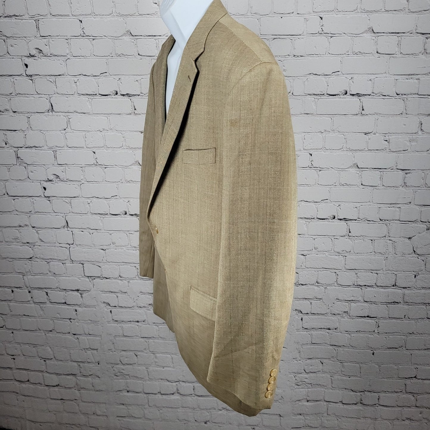 Lauren Ralph Lauren Tan Silk Wool Blend 2 Button Notch Blazer Sport Coat 48R