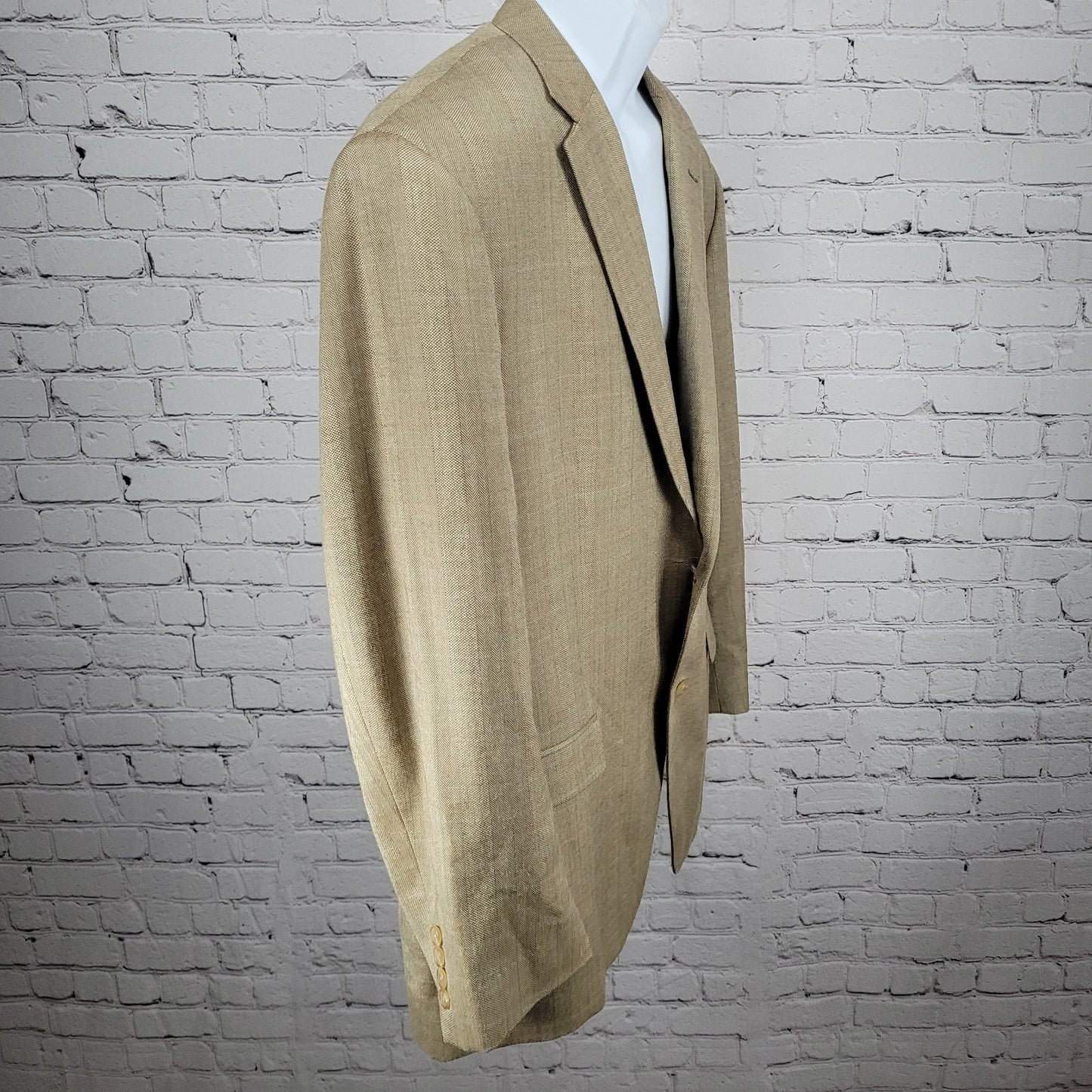 Lauren Ralph Lauren Tan Silk Wool Blend 2 Button Notch Blazer Sport Coat 48R