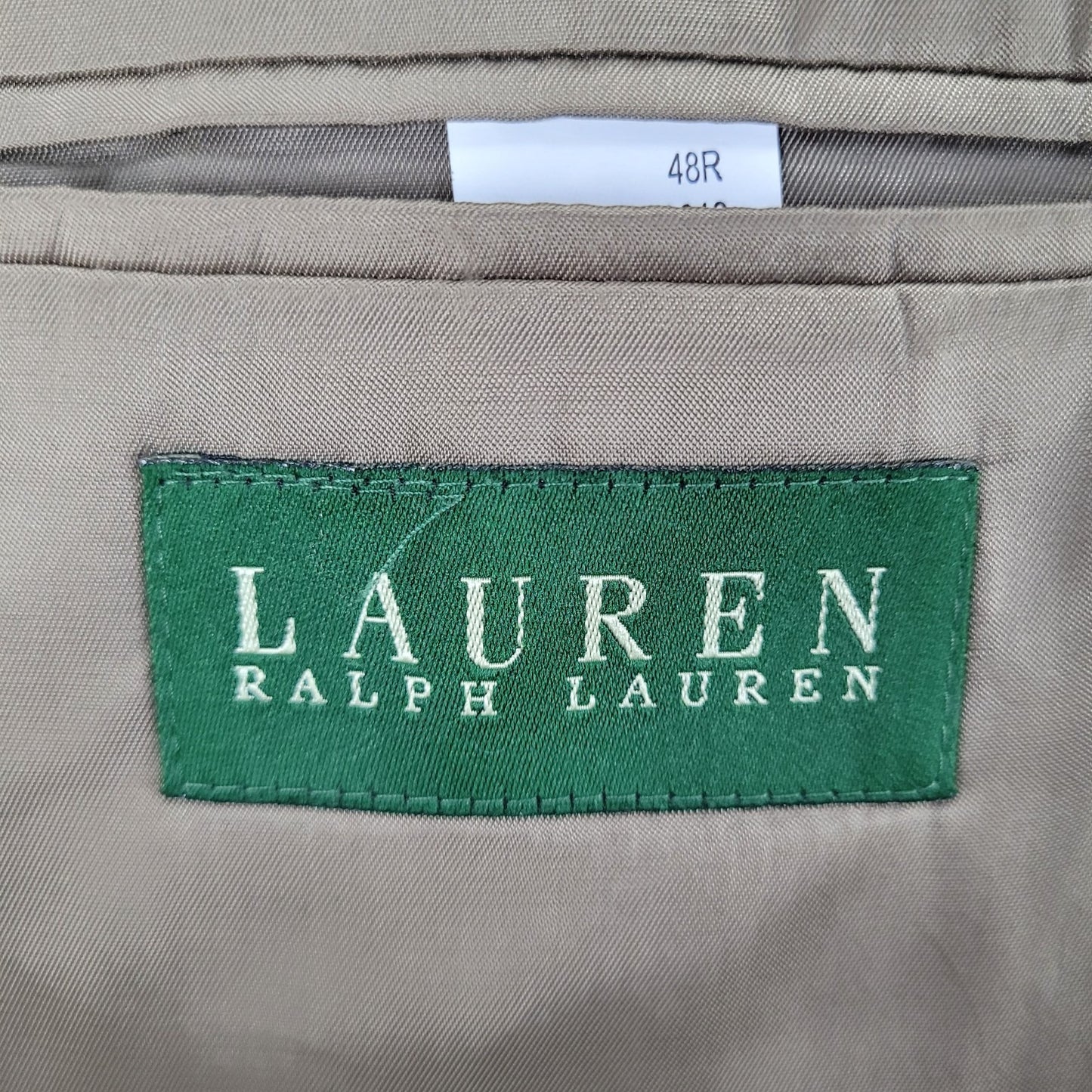 Lauren Ralph Lauren Tan Silk Wool Blend 2 Button Notch Blazer Sport Coat 48R