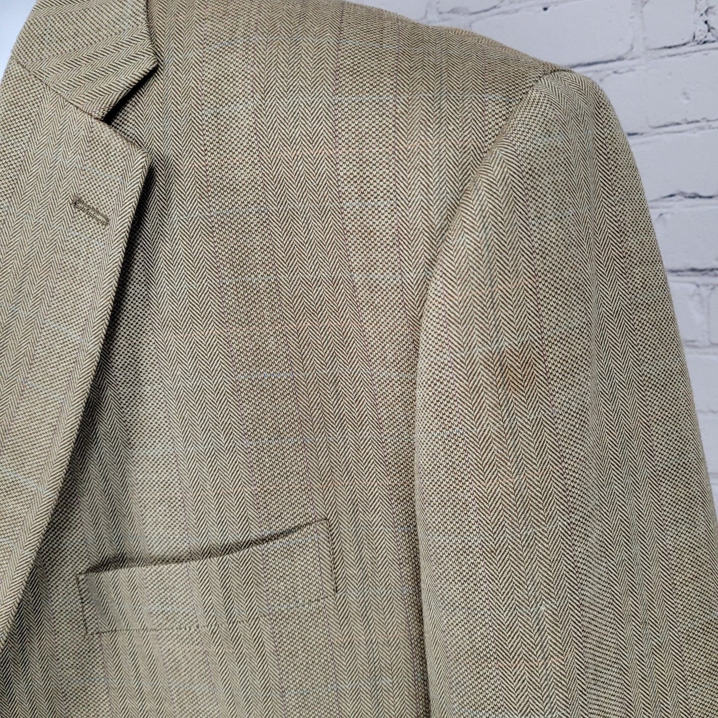 Lauren Ralph Lauren Tan Silk Wool Blend 2 Button Notch Blazer Sport Coat 48R