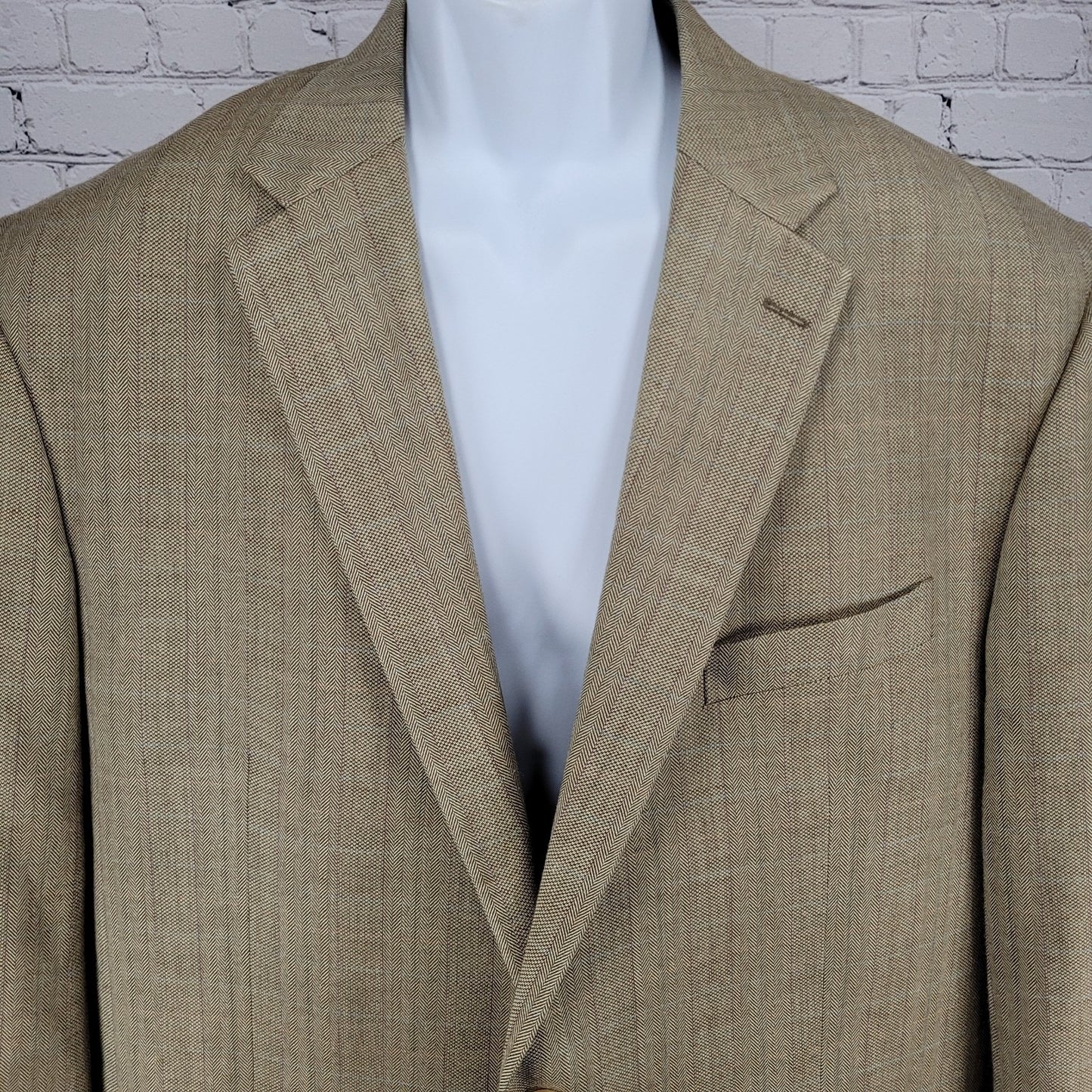 Lauren Ralph Lauren Tan Silk Wool Blend 2 Button Notch Blazer Sport Coat 48R