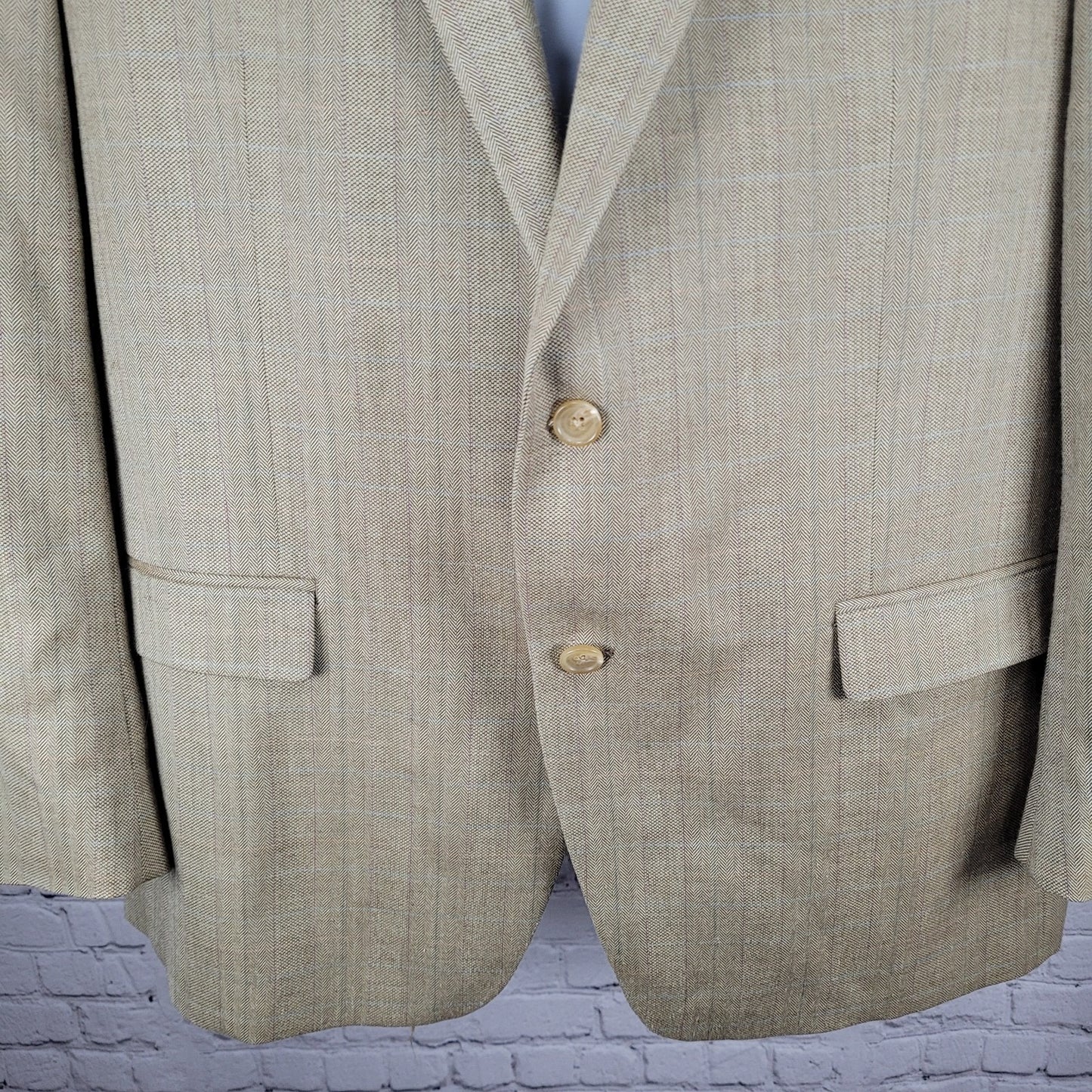 Lauren Ralph Lauren Tan Silk Wool Blend 2 Button Notch Blazer Sport Coat 48R