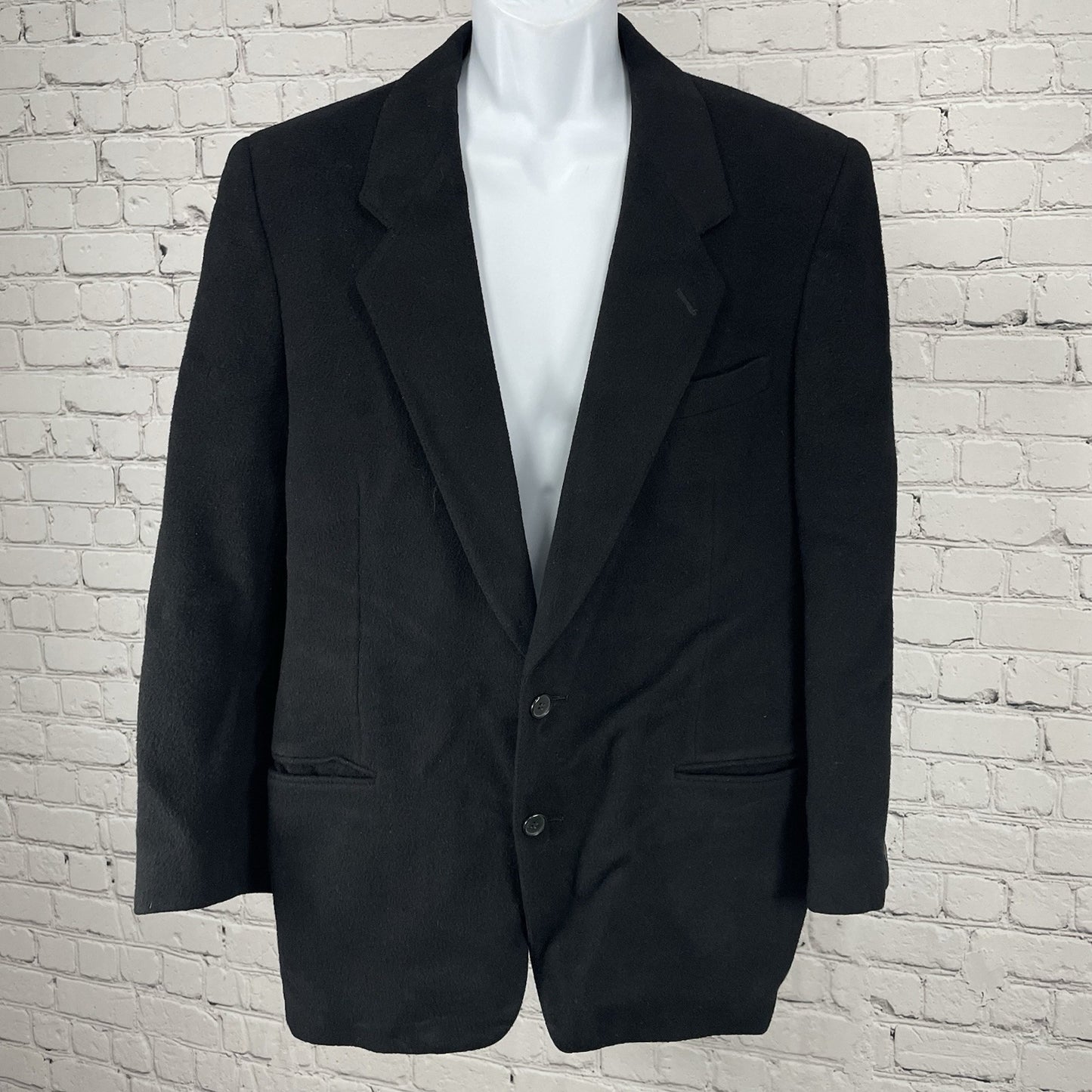 VTG Louis Raphael Black Cashmere Wool Soft 2 Button Blazer Notch Jacket Size 42R