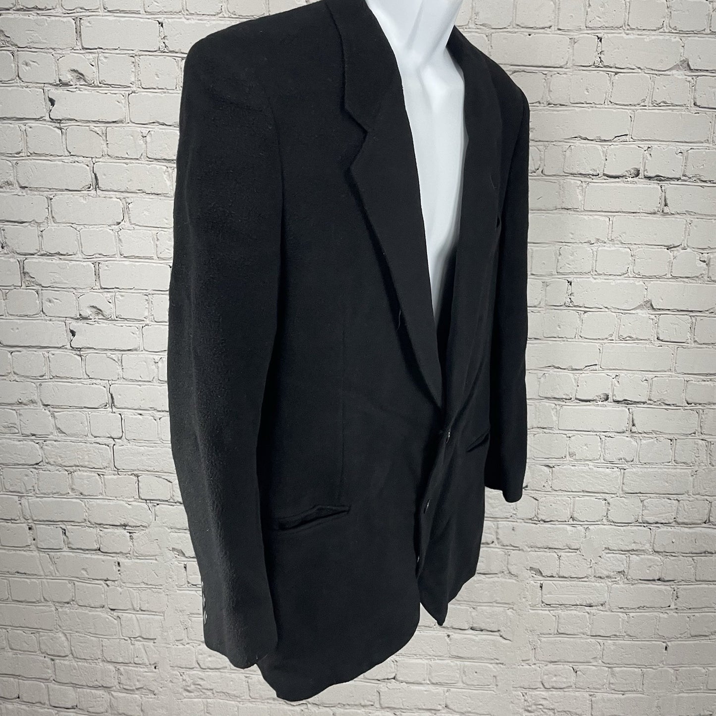 VTG Louis Raphael Black Cashmere Wool Soft 2 Button Blazer Notch Jacket Size 42R