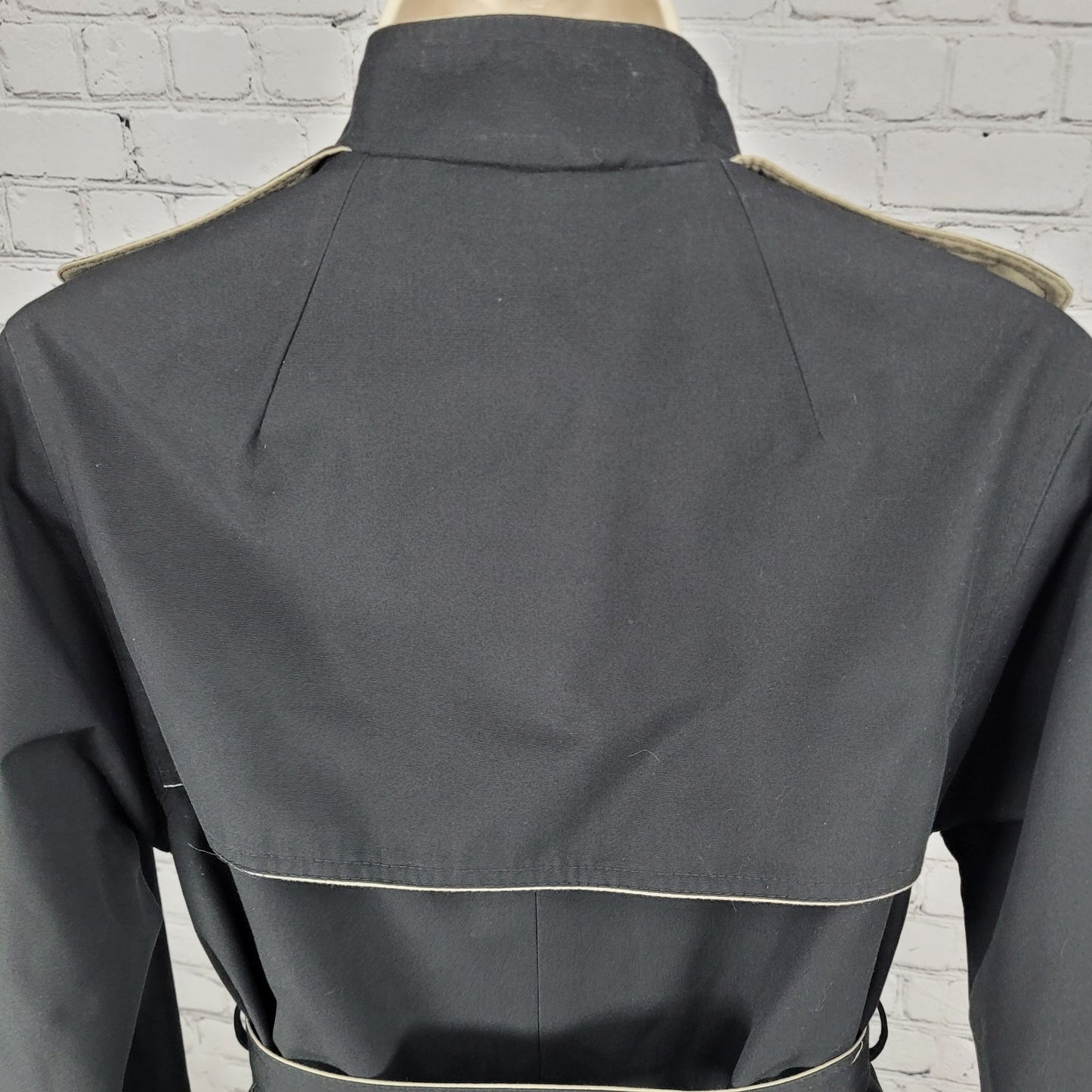 VTG Unbranded Black Belted Buttoned Trench Coat Poland Made Size Medium M