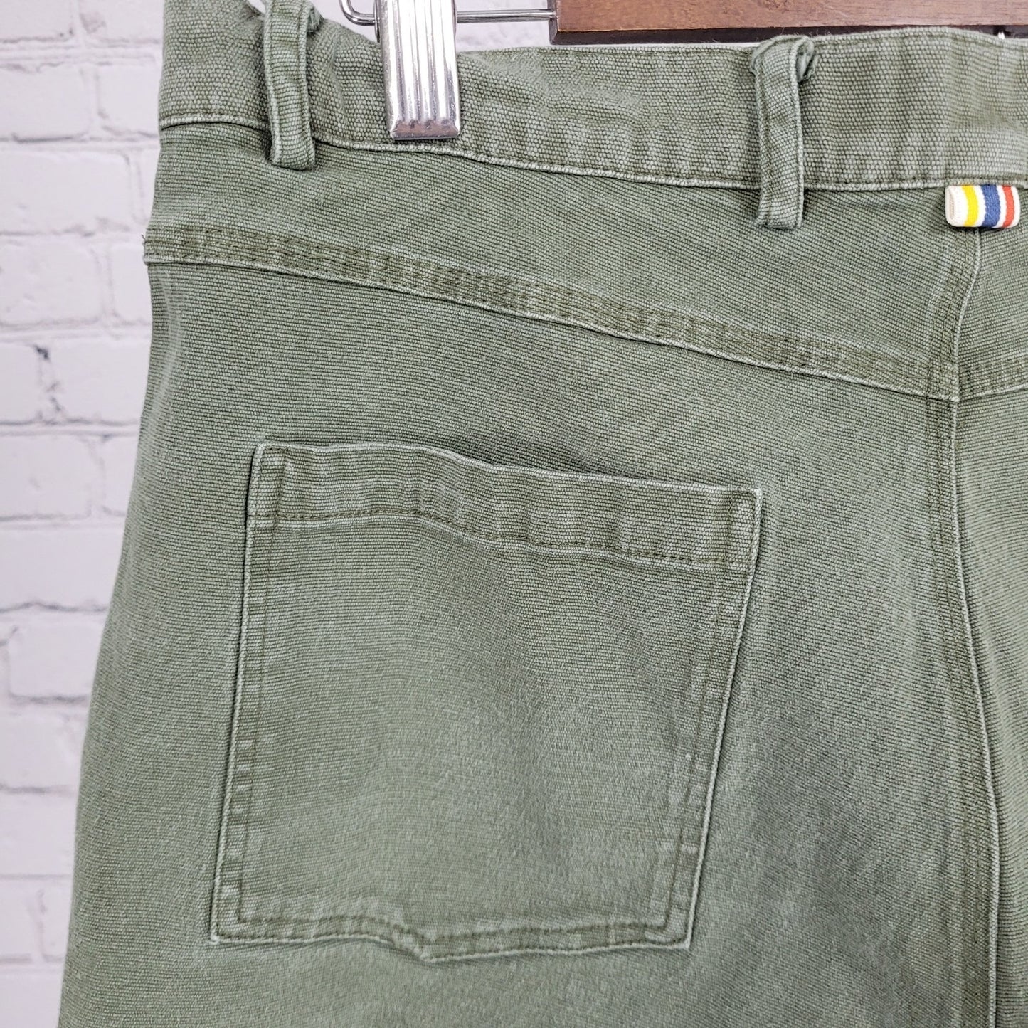 Manana Surfing Co Green Cotton Stretch Land Sea Shorts Austin Texas 32 (32x6.5)